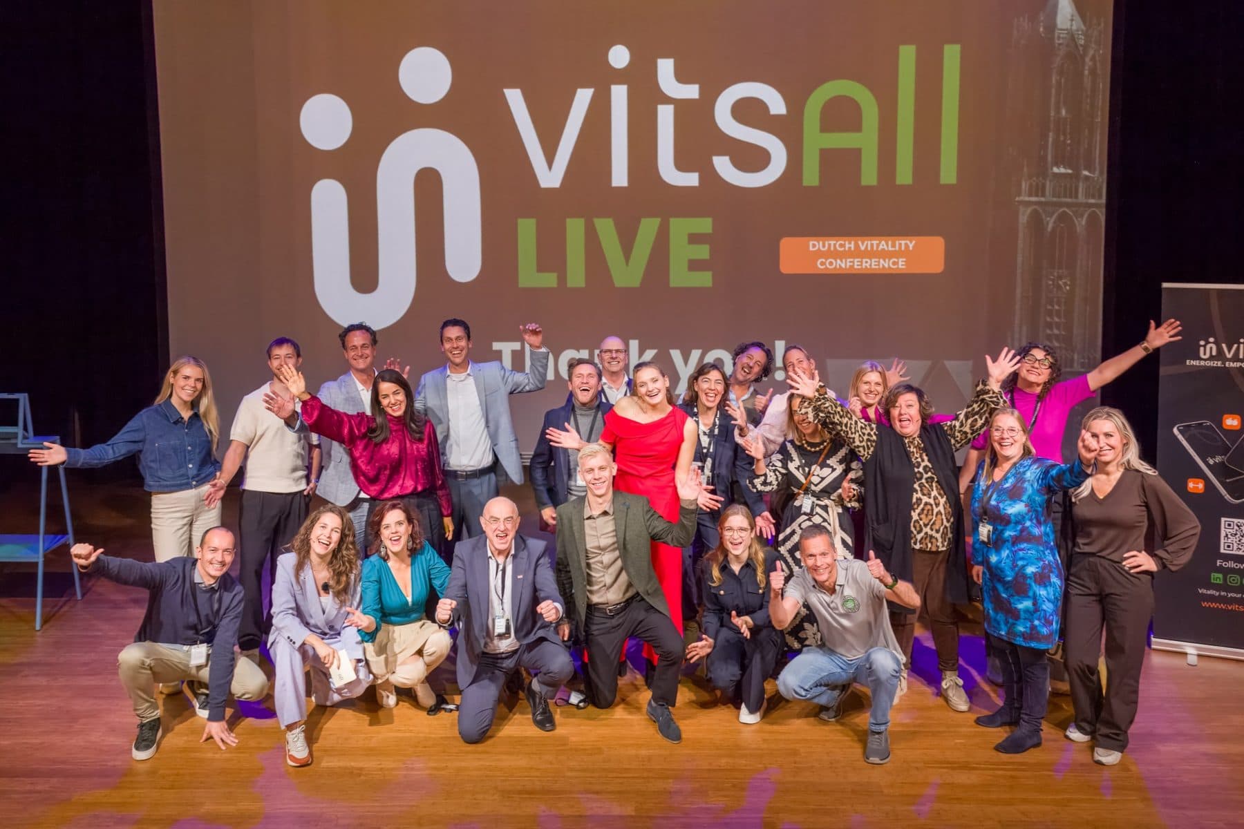 VitsAll LIVE, Dutch Vitality Conference: het team en sprekers op het podium